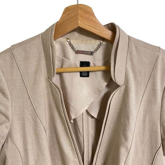 White House Black Market beige double breasted short sleeve button blazer 12 - Picture 5 of 15